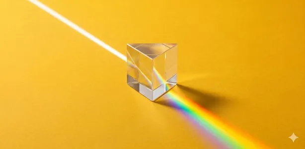 Ein Prisma, das einfallendes Licht in ordentliche Farben bricht. Symbolbild dafür, dass einfach oft besser ist.