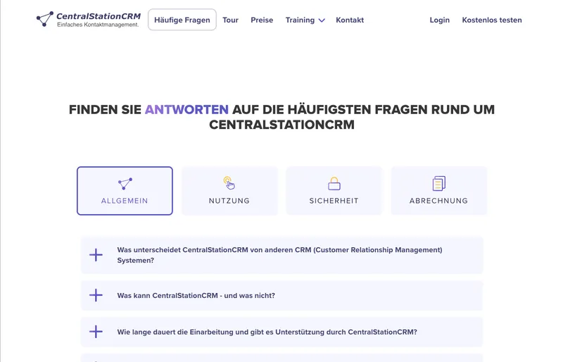 Self Service mit FAQ-Bereich.