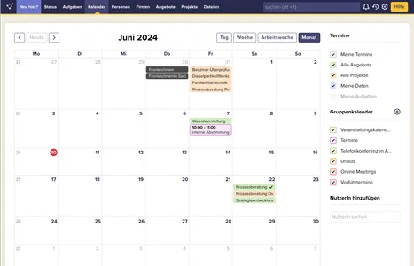 Kalender-Übersicht im CRM