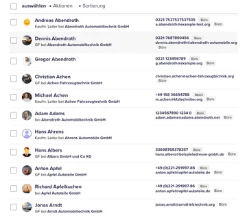 Personen-Ansicht im CRM