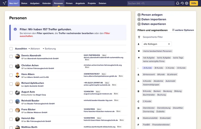 Tag Filter bei CentralStationCRM
