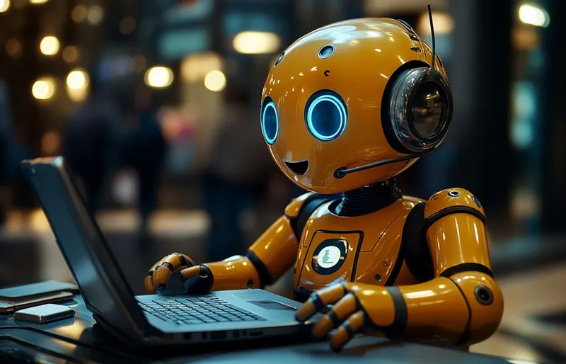 Symbolbild eines Roboters, der im Customer Support arbeitet.