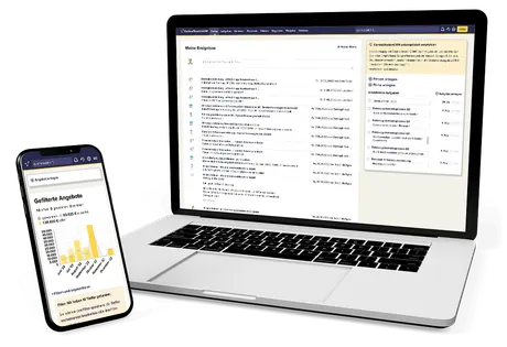 Laptop und Handy mit CentralStationCRM.